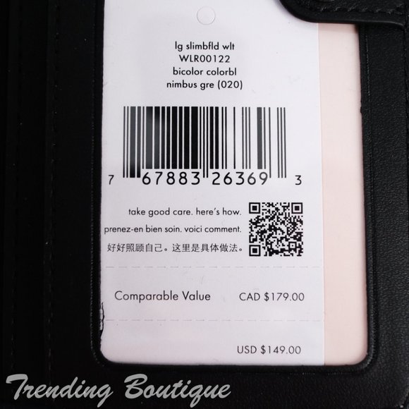 NWT Kate Spade Staci Colorblock Large Slim Bifold Wallet in Nimbus Grey/White - Picture 6 of 6